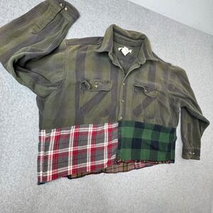 Free People X Tricia Fix Repurposed Vintage Cropped Flannel‎ XL Plaid Patchwork